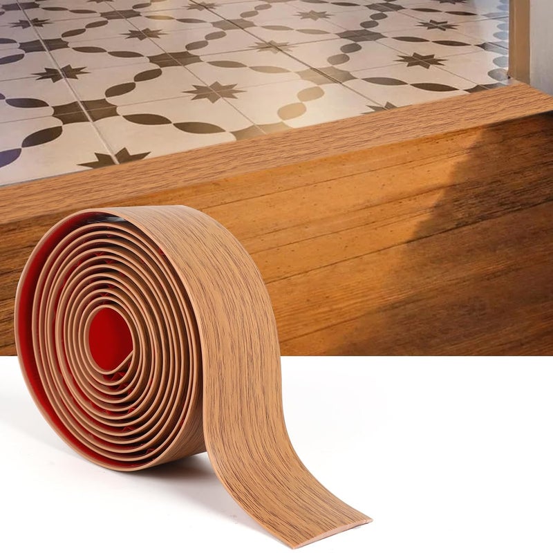 Danlaila 2'' x 10Ft Self Adhesive Floor Transition Strip, Laminate Vinyl Flooring Transition Strip for Joining Floor Gaps, Carpet Threshold, Doorway Transitions, Threshold Cover, Floor Tiles- Brown Wood Grain - Image 1